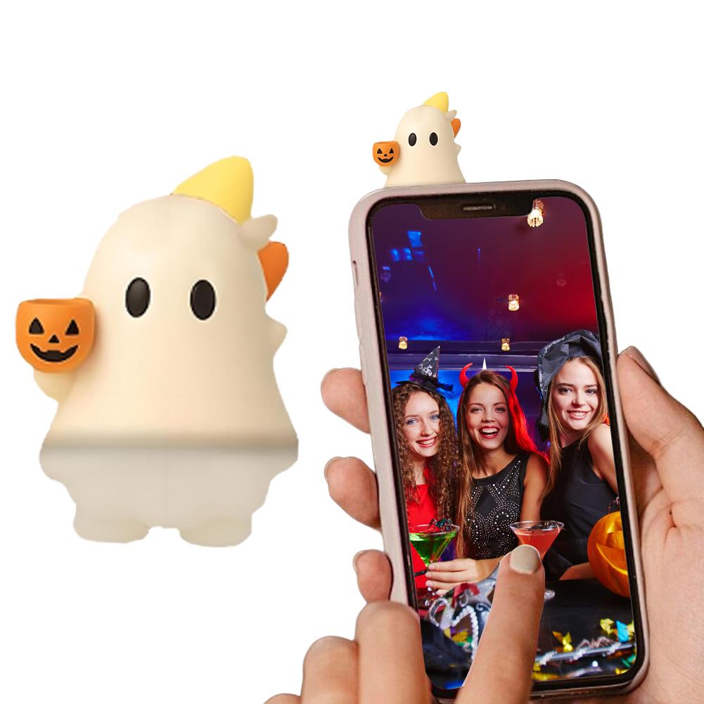 Ghostees Mystery Phone Buddy Halloween Ghost Phone Accessory Mini Halloween Ornament Gifts Car Mirror & Dashboard Decorations