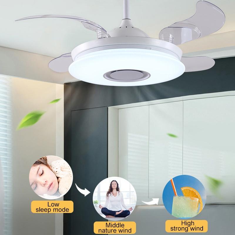 44 IN 1 2 Inches Modren RGB Ceiling Fan with Light APP Bluetooth Music Fans Light Bedroom Smart Ceiling Lamps With Remote Control
