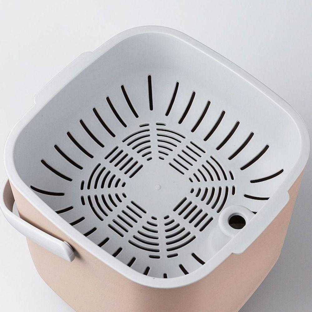 2 Tier Rubbish Container 6.8L Garbage Bin Portable Kitchen Food Waste Bucket  Table
