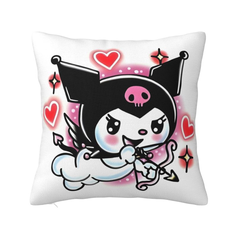 Custom Modern Cute Sanrio Kuromi Anime Cushion Cover Velvet Kawaii Cartoon Pillow Case Home Decor