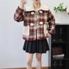 Removable Double-layer Neck Plaid Sweater Jacket Women's Autumn and Winter New High-end Knitted Double-sided Woolen Cardigan
