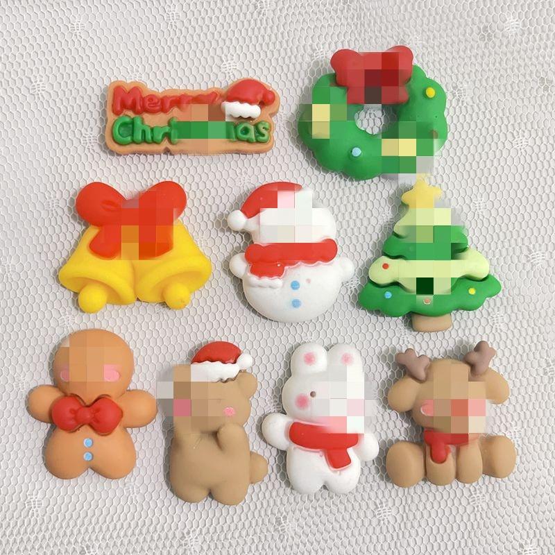 Creamy Adhesive Diy Christmas Snowman Wreath Resin Accessories For Phone Cases And Hair Accessories