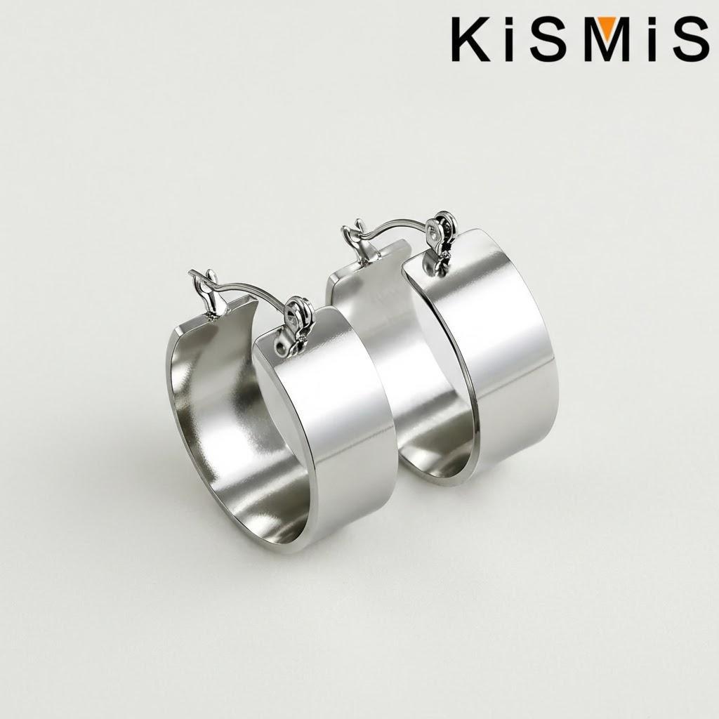 

Stainless Steel Hoop Earrings for Women Classic Smooth Design Circle Shape Gold Jewelry Accessories Fashion Earrings срібний
