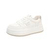 Platform white shoes women's 2025 autumn new leather versatile sports and leisure shoes comfortable soft sole lightweight board shoes women