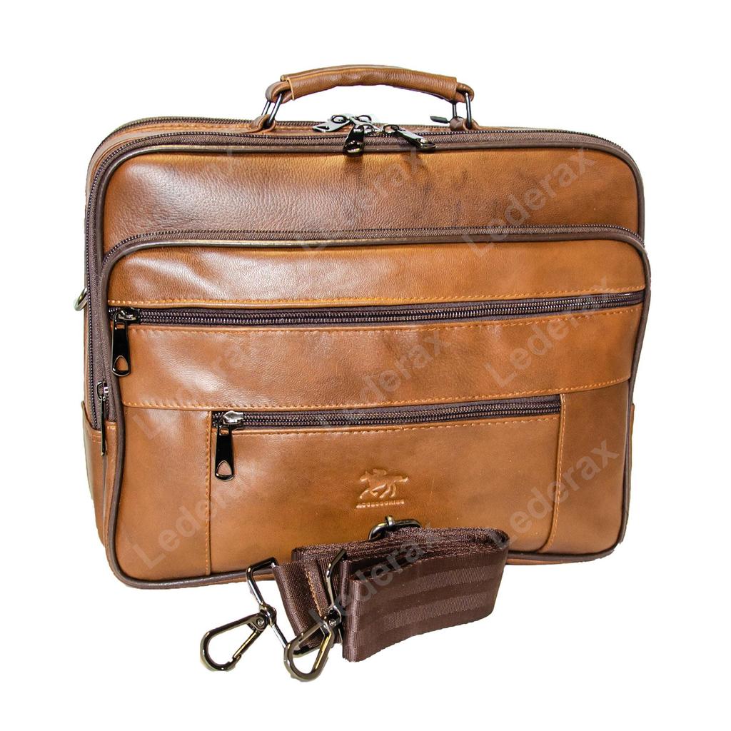 Lederax Nadrozměrný Horizontální Model Ocelové Pouzdro Pánská Taška z Pravé Kůže do Ruky a Přes Rameno Vícekapsá taška LD504