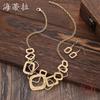 Luxury Hot-selling Color Painting Oil Geometric Hollow Square Stud Earrings Item Set Exaggerated Personality Women's Versatile Necklace
