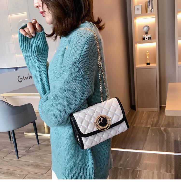 SCIONE Lock Bag Western Style Bag 2019 New Trendy Wild Messenger Bag Rhombus Chain Bag Fashion Small Square Bag