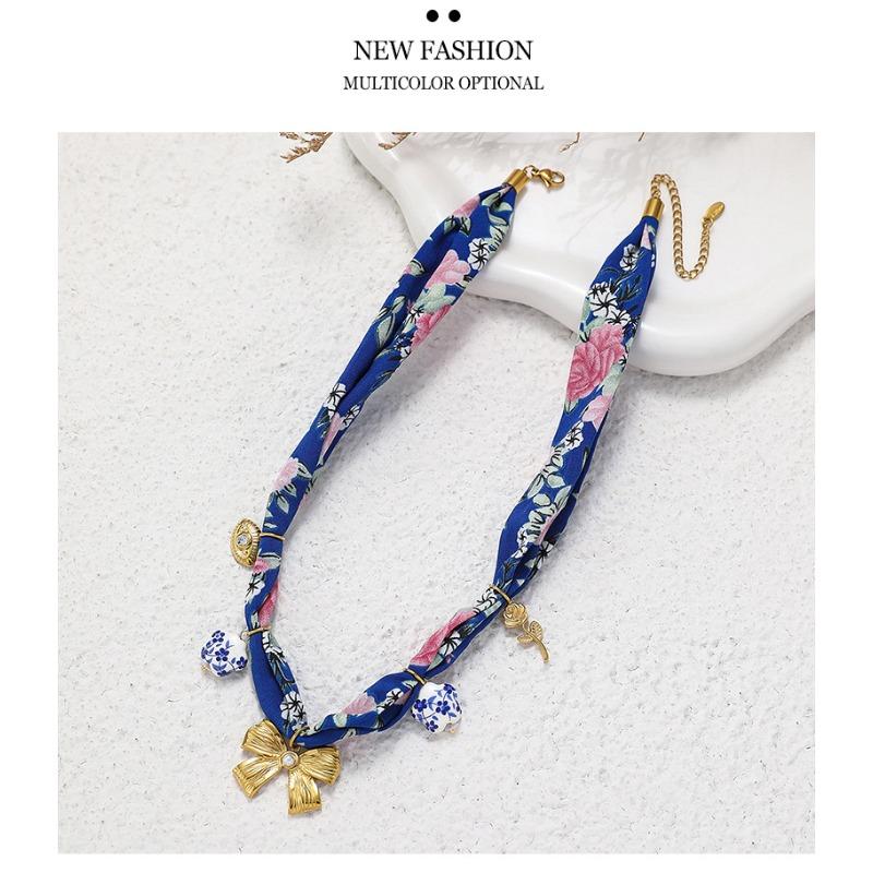 Women S Vintage Vacation Style Fabric Beaded Trendy Neck Scarf