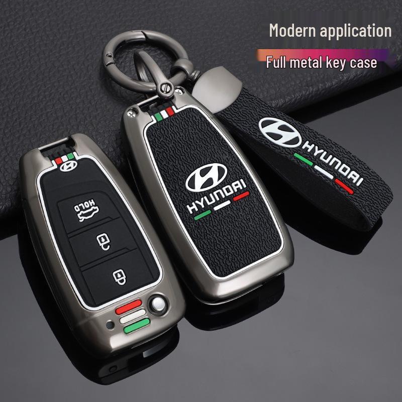 High-End Key Case for 21 Hyundai Models: Fits 2020 Elantra, Reina, ix35 – Unisex Car Key Shell with Buckle