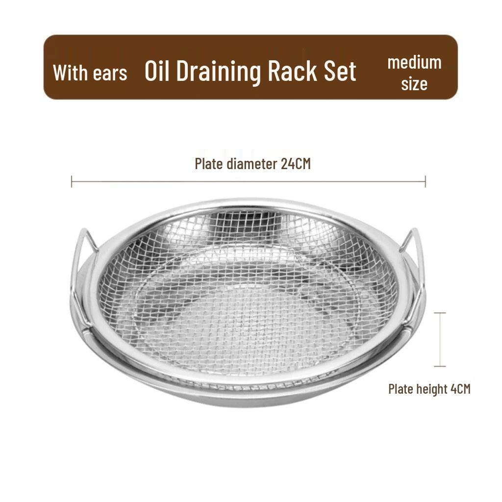 304 Stainless Steel Oil Filter Mesh Frying Basket and Draining Tray