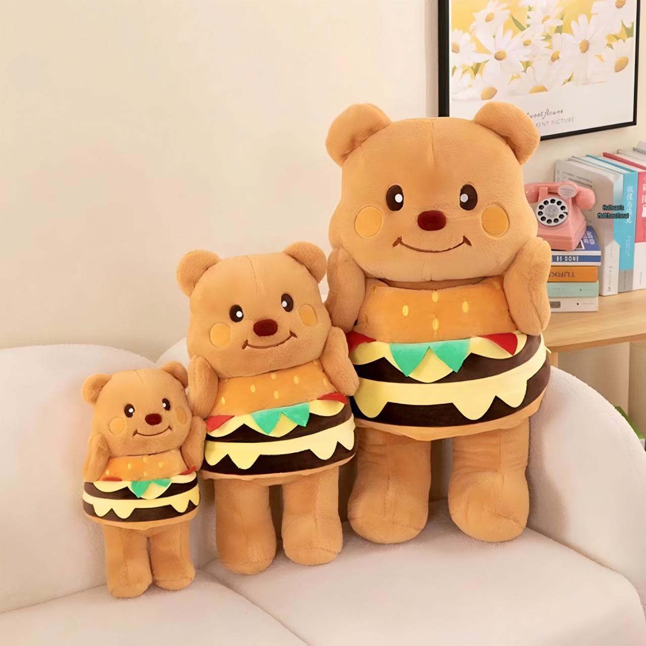 

Yellow Bear Thai Burger Plush Doll - Cute Hugging Toy Birthday Gift 38cm (0.33kg)