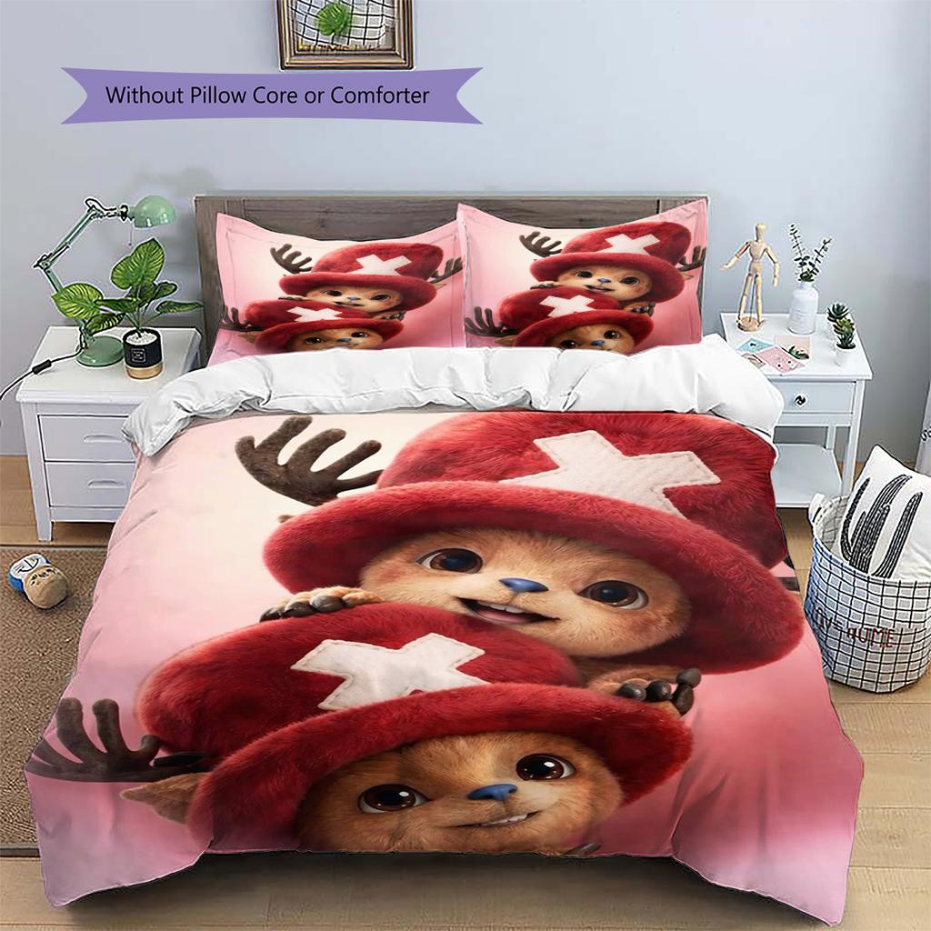 Housse de coussin et housse de couette à motif Tony Tony Chopper Ensemble de literie imprimée Tendance Anime pour Chambre à Coucher Choix de Cadeau.-TING