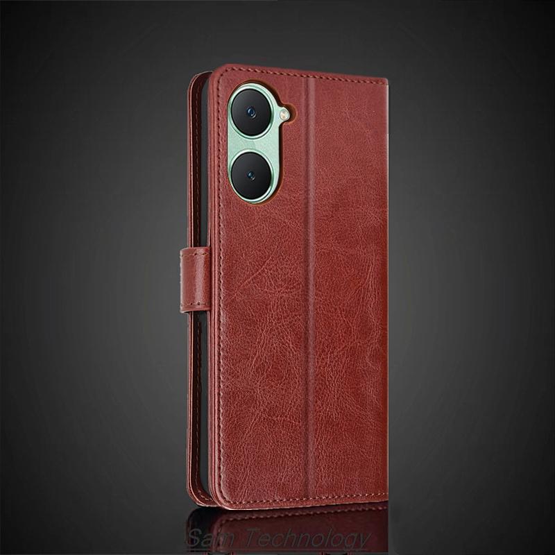 Karte Halter Abdeckung Fall für Vivo Y18 / Vivo Y18e Pu Leder Flip-Cover Retro Brieftasche Telefon Fall Vivo Y18 e Business Fundas Coque