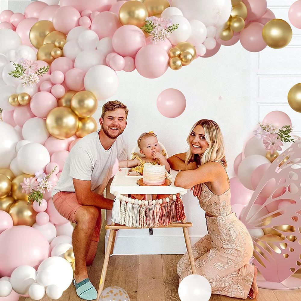 White Sand Balloon Kit Pastel Pink Gold Balloons Garland Arch Home Baby Shower Gender Reveal Wedding Birthday Party Decoration