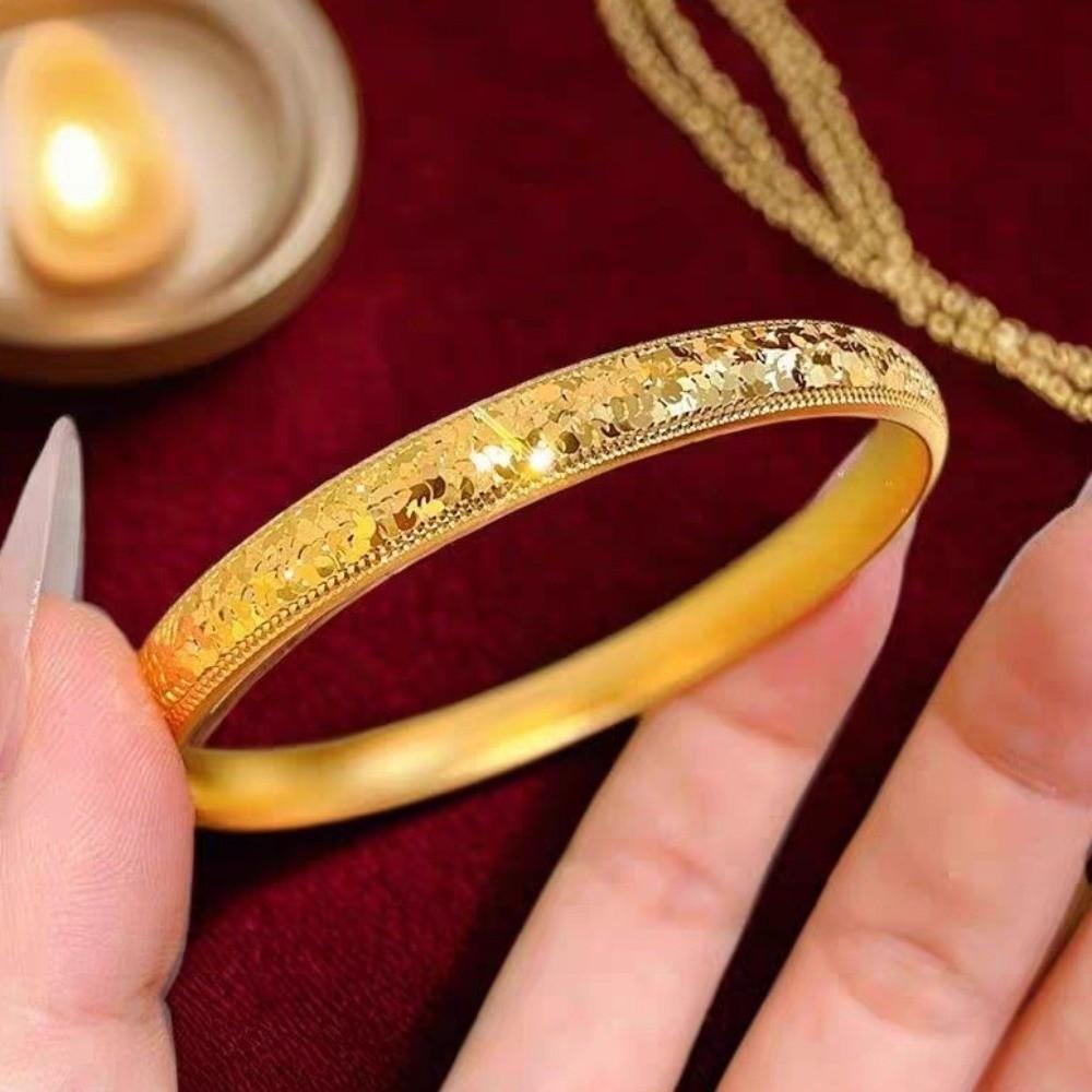 Holographic Starry Golden Bangles Fish Scale Pattern Shiny Cuff  Engagement Ceremony