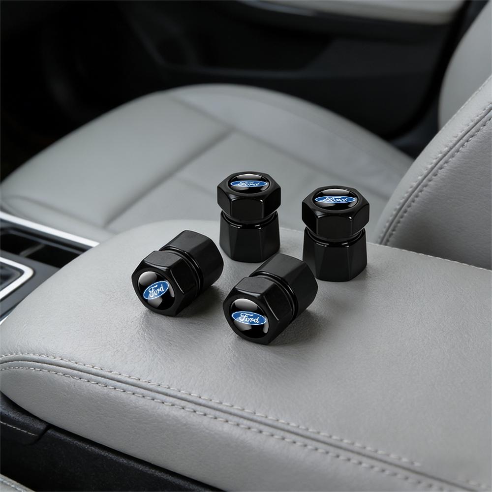 4Pcs Car Tire Valve Caps Metal Wheel Dust Cover Accessories For Ford Fiesta Focus 2 Mondeo mk4 Mustang Ranger Kuga S-MAX Transit UH4