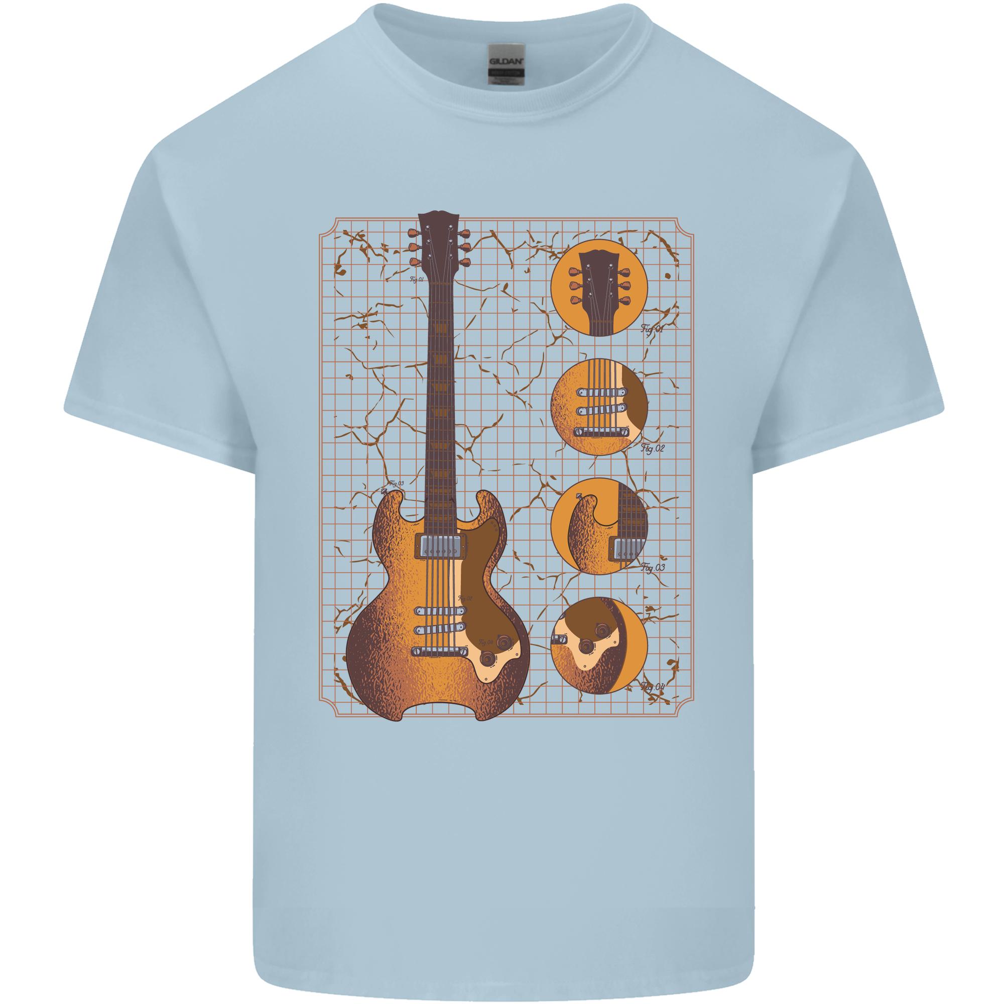 A Guitar Blueprint Music Rock n Roll Guitarist Unisexs Light Cotton TShirt S