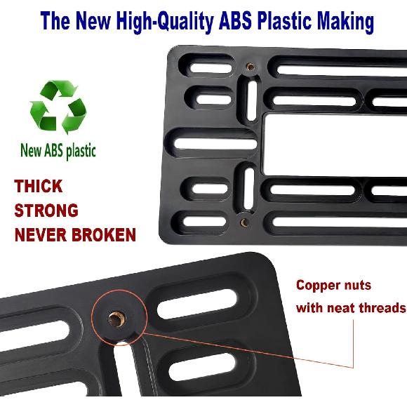 Aootf Front License Plate Bracket- Universal Bumper Mounting Kit, Car Tag Holder Adapter & Black Aluminum Plate Cover, Anti-Theft Lock Screw Bolt
