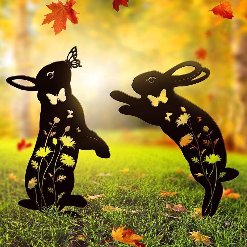 Outdoor metal cat garden wooden stake decoration courtyard lawn decoration art rust proof steel cat decoration suitable for animal enthusiasts