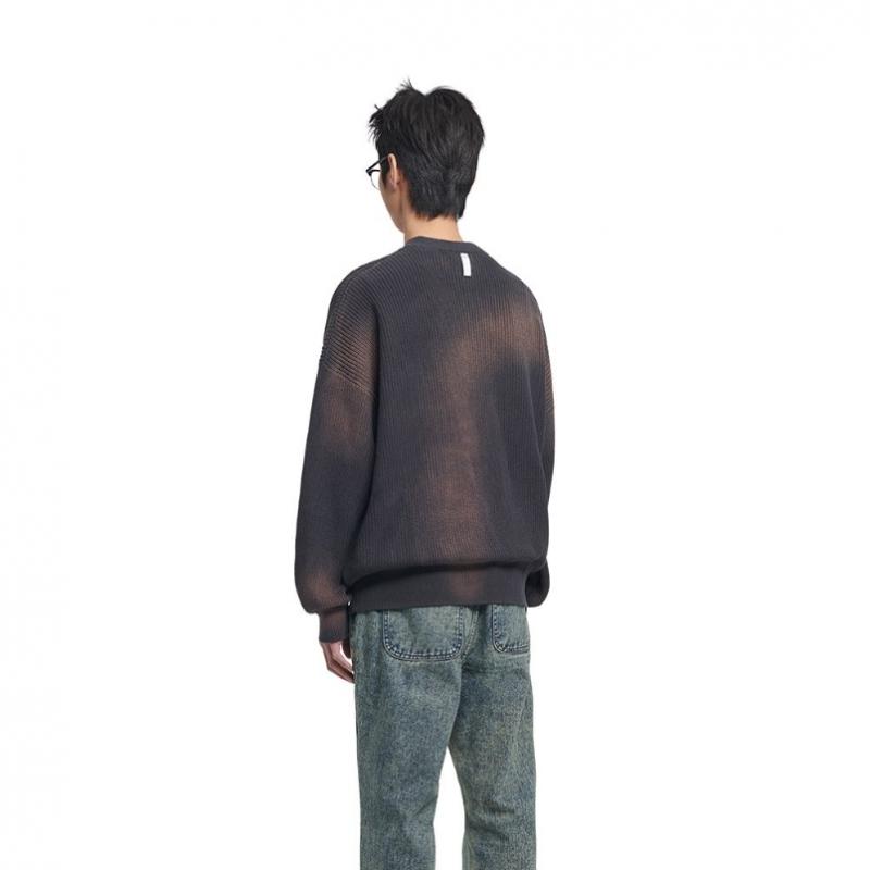 Nomanual Spray Dyeing Knit Zip Up   Charcoal
