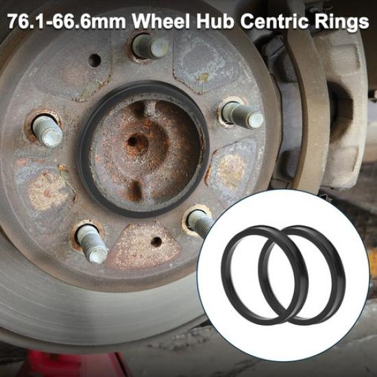 OD 76.1mm to ID 66.6mm Car Wheel Hub Centric Rings Black Polycarbonate 2 Pcs
