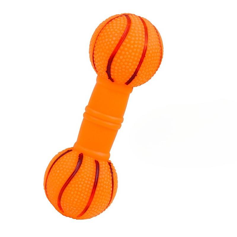 Pet Toys: Rubber-coated Sound-producing Basketball, Barbell, Chew-resistant Teething Ball-shaped Barbell, Dog Toy.