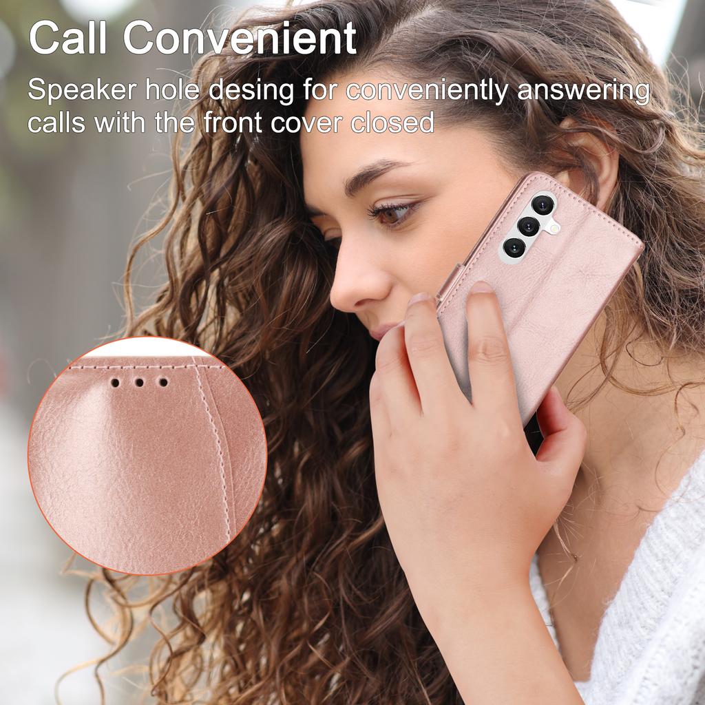 For Samsung Galaxy S26 Case Zipper Pocket Leather Phone Cover with Crossbody Shoulder Strap