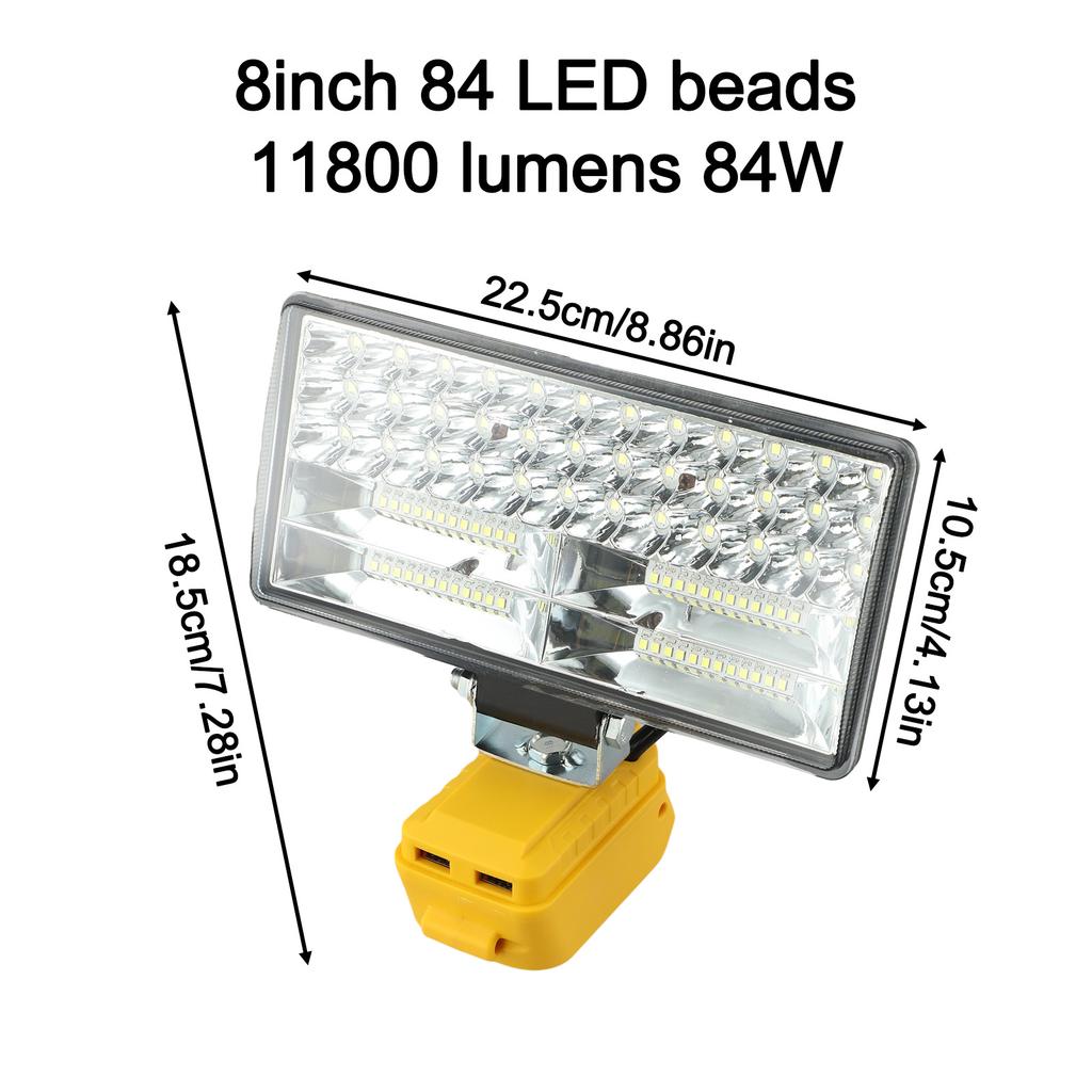 Smart Cordless LED Working Light for Outdoor Activities Utilizing a For 20V Battery and Offering Dual USB Outputs