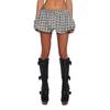 Kkx Street Sexy Style Contrast Color Check Short Skirt with Base Bud American Sexy Contrast Color Ultra Short Skirt
