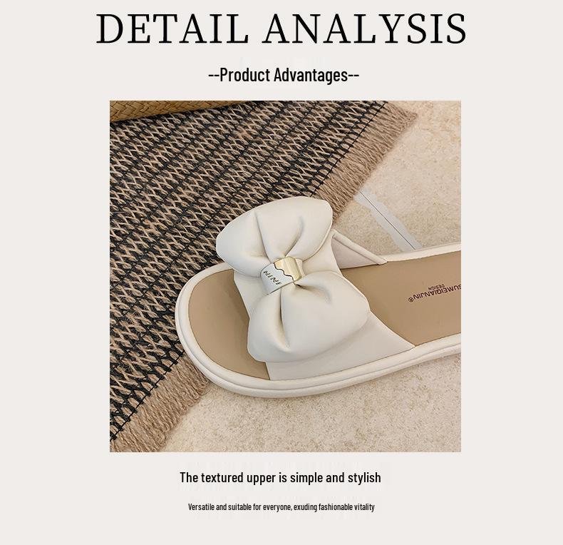 Fairy Style Bow Non-Slip Thick Sole Flip-Flops for Women - Summer 2026 Outdoor Soft Sole Casual Sandals