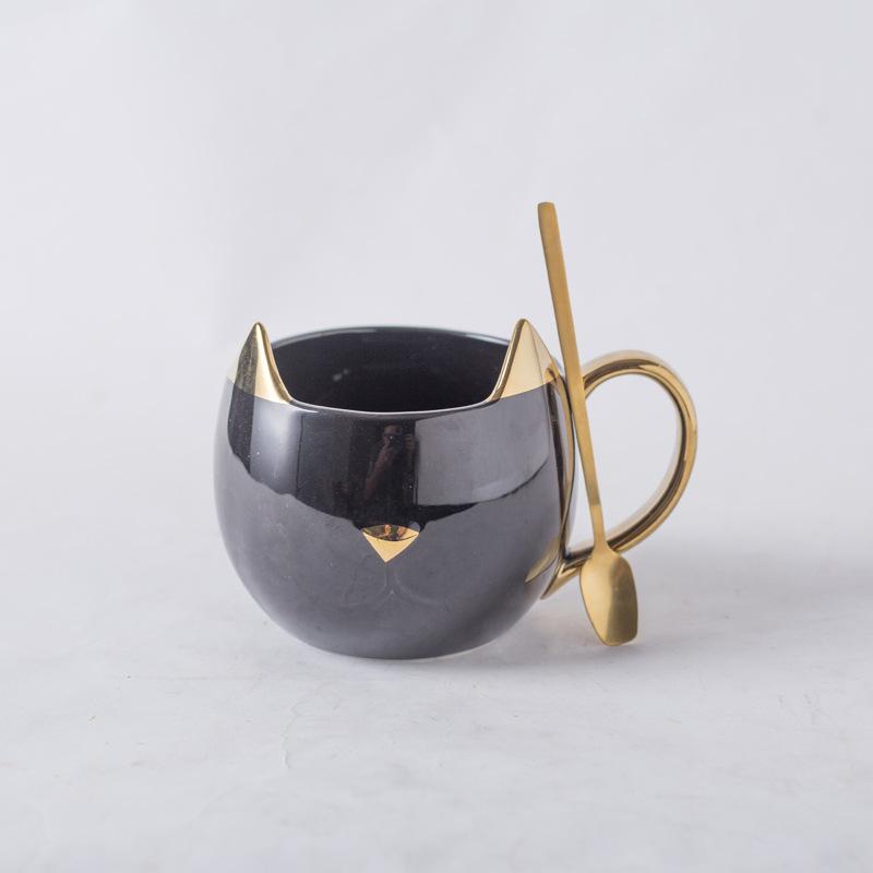 Simple Golden Cat Ceramic Cup Student Couple Drinking Water Cup Office High Looking Cute Gift Mug