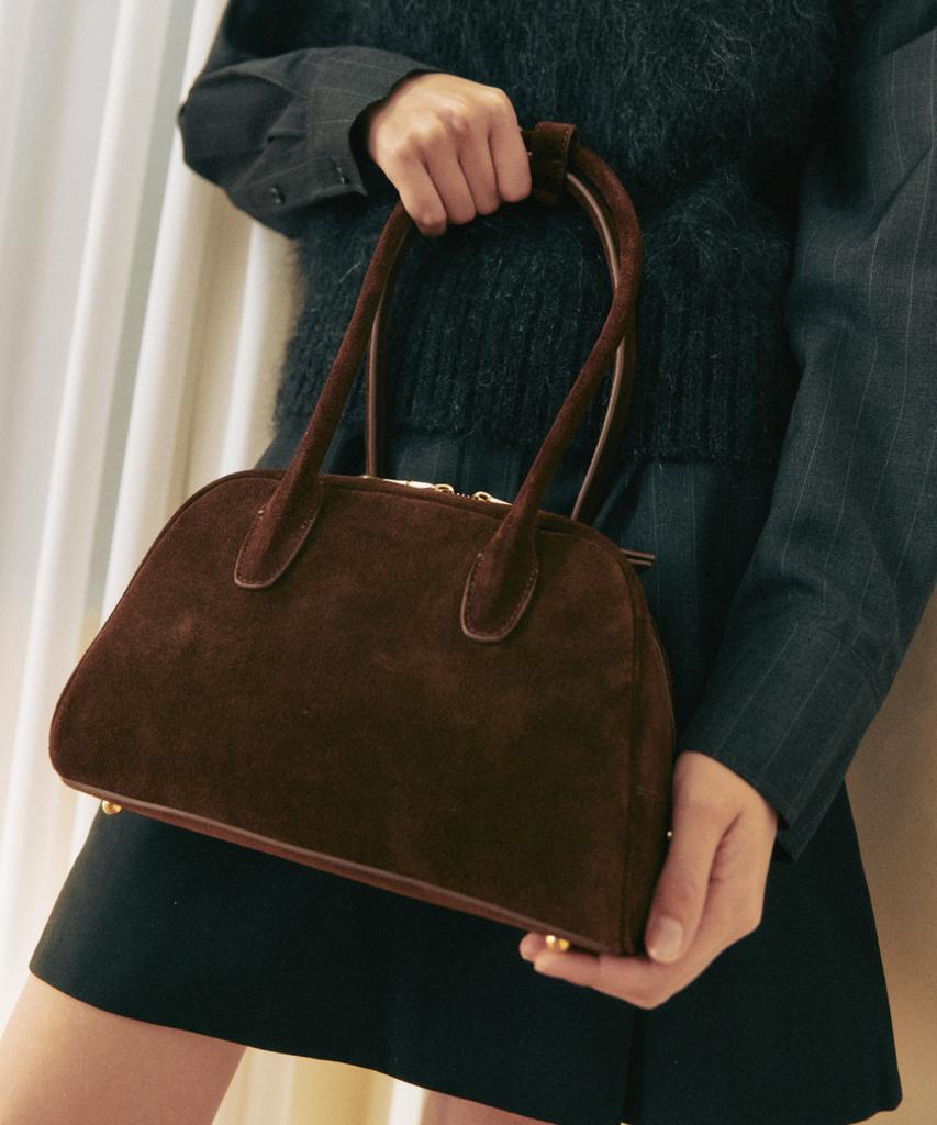 Komorebi Museum B01-S-5 Cow Leather Bowling Bag Small_Suede Brown