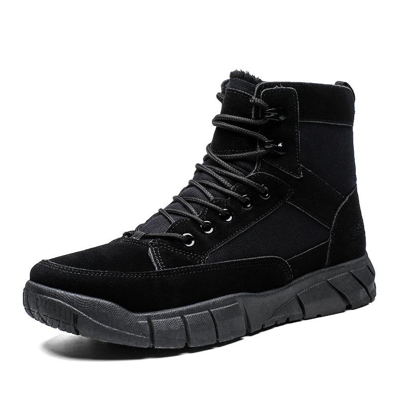 Outdoor tooling cold Martin boots fleece thickened comfortable non-slip men's shoes high-top mountaineering shock absorption off-road men's cotton