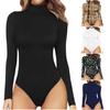Women's Mock Printing Fashion Turtle Neck Tops Long Sleeve Bodysuit Jumpsuit