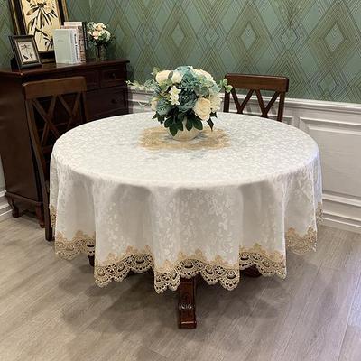 European Style Large Round Lace Tablecloth - Solid Color Dust Cover for Home