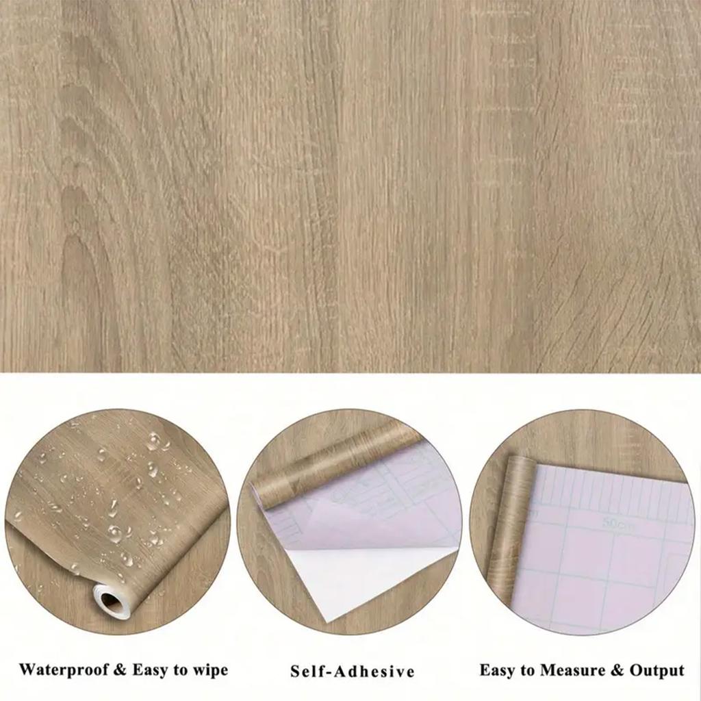 55cm Width Wood Grain PVC Wallpaper for Door Wardrobe Cupboard Table Furniture Waterproof Self Adhesive Stickers Home Decor Film