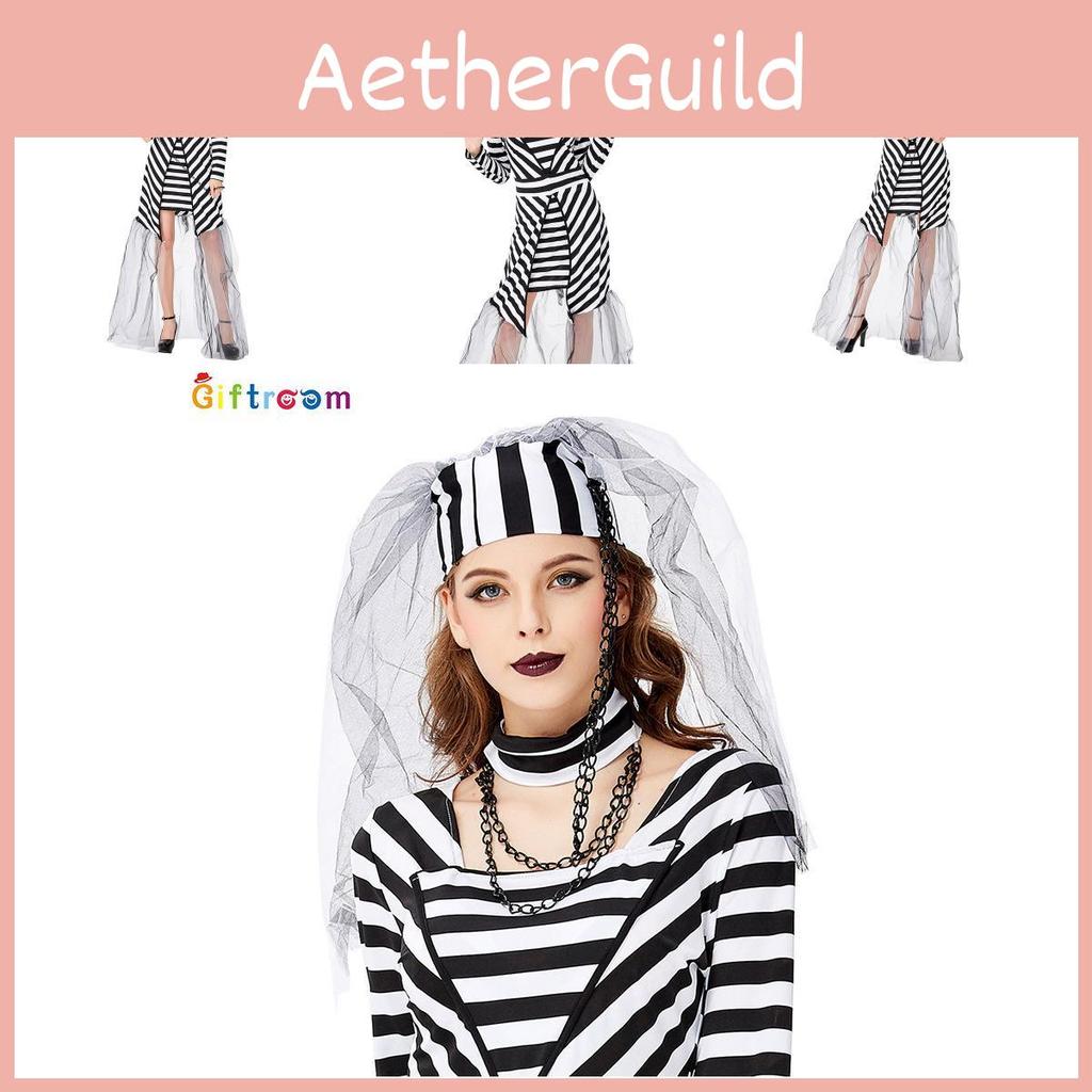Enchanting Witch Costume Dress With Mesh And Stripes For Western Fantasy Themes