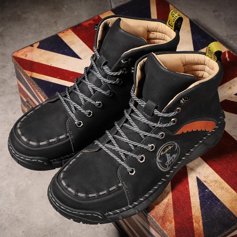 New Handmade High-top Casual Shoes Outdoor Non-slip Hiking Men Shoes Ankle Boots Casual Outdoor Flats Walking Shoes Size 50