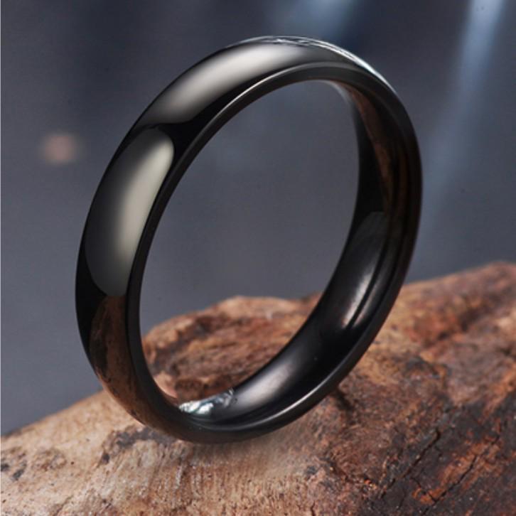 Multicolor Polished Stainless Steel Ring: 4mm-8mm Wide Gold, Silver, Black & Blue Ball Arc Design for Couples