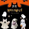 Cute Pumpkin Halloween Ghost Statue Bow Resin Spooky Figurine Cat Crafts Tabletop Decorations Halloween Decorations