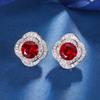 Autumn And Winter Jewelry Copper Bottom Gold-Plated Simulation Red Corundum Advanced Round Suit Female 20Mm16Mm