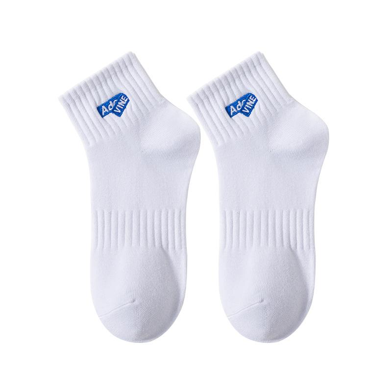 Men's Spring and Summer Embroidery Fashion with Letters Breathable Anti Pilling Movement In The Tube Cotton Socks