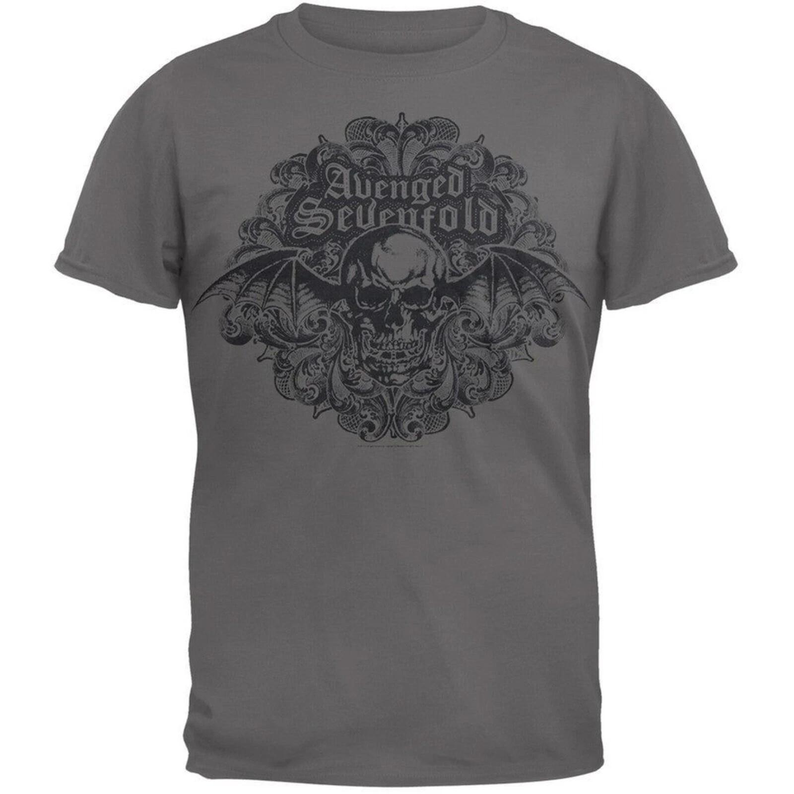AVENGED SEVENFOLD cd lgo SCROLLED Official Grey SHIRT LRG New OOP nightmare M