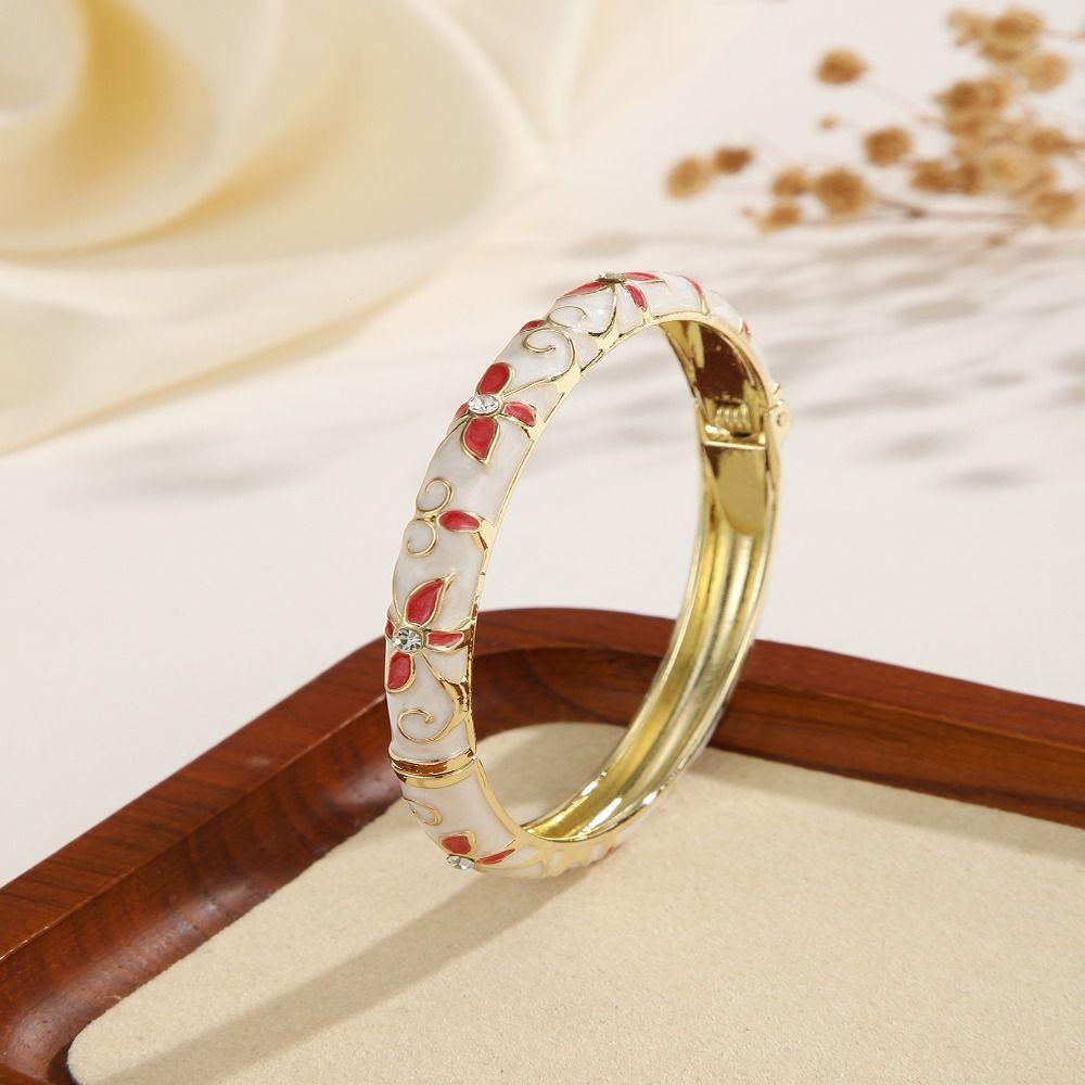 Classic Enamel Dropped Glaze Bangle Encrusted Oil Drop Bracelet Cloisonne Bracelet Women Gifts