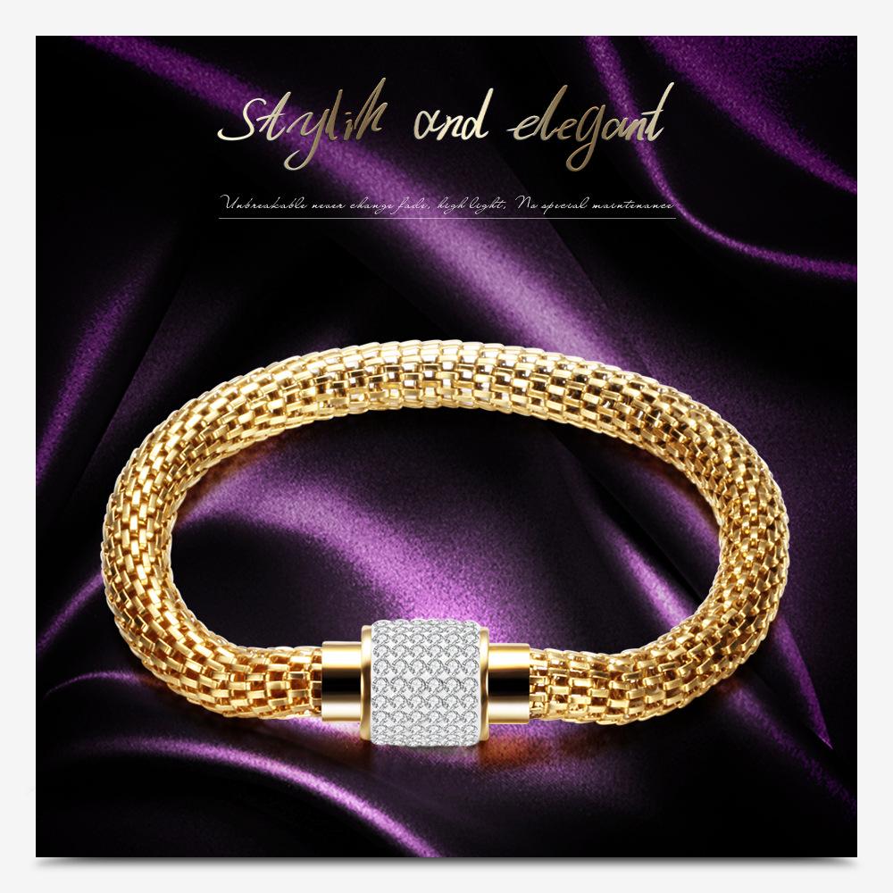 18 Karat Gold Inlay Diamant Hohl Edelstahl Retro Kabelarmband
