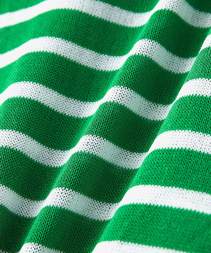 BLOND9 Cool Stripe Collared Short Sleeve Knit_Green