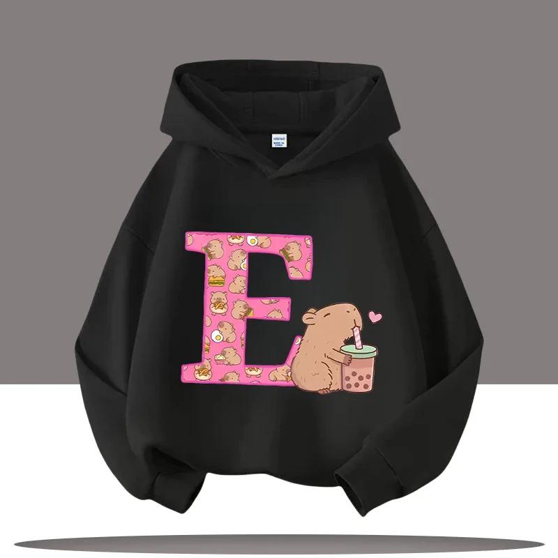 New Children's Cartoon Cute Adorable Big Letters Capibara Autumn Winter Fashion Trend Boys Girls Playful Loose Soft Warm Hoodies