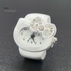 Cat Shape Ring Watch Cartoon Finger Rhinestone Bowknot Elastic Stainless Steel Band Women Birthday Gift Fashion Accessories