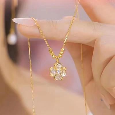 Lucky Clover Necklace Women'S Fashion Lamp Luxury Premium Transfer Bead Ins Style Niche Design Pendant Premium