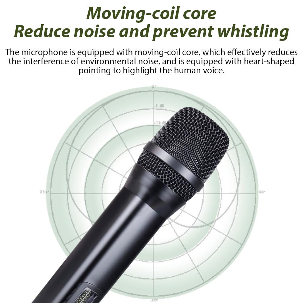 Xtahdge Handheld Microphone System, Plug and Play, Rechargeable, Professional Dynamic Microphone for Home Cinema, Karaoke, Church Speeches, and